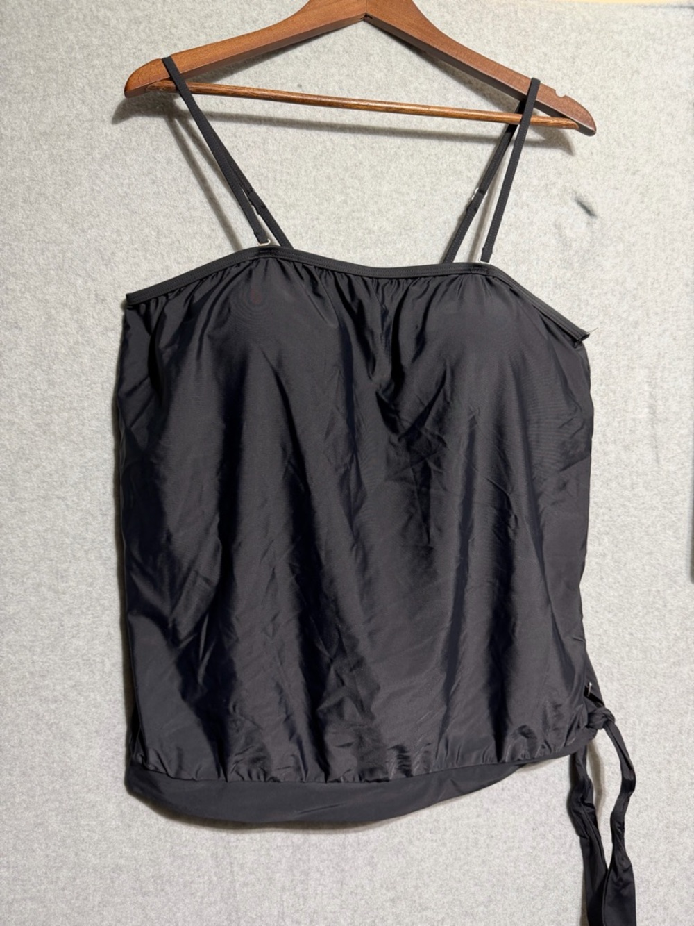 Black Women's Adjustable Swim Cami with Side Tie